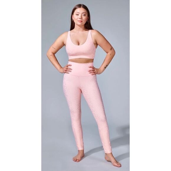 Electric yoga together bra and together leggings in blush and gold foil dot - Picture 1 of 13